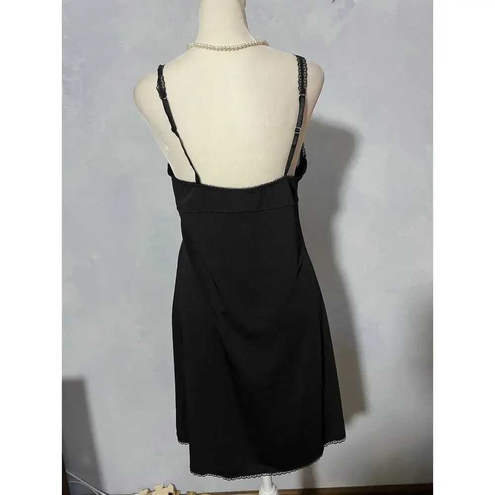 Marilyn Monroe Intimates Lingerie Black Slip Gown Sz Large